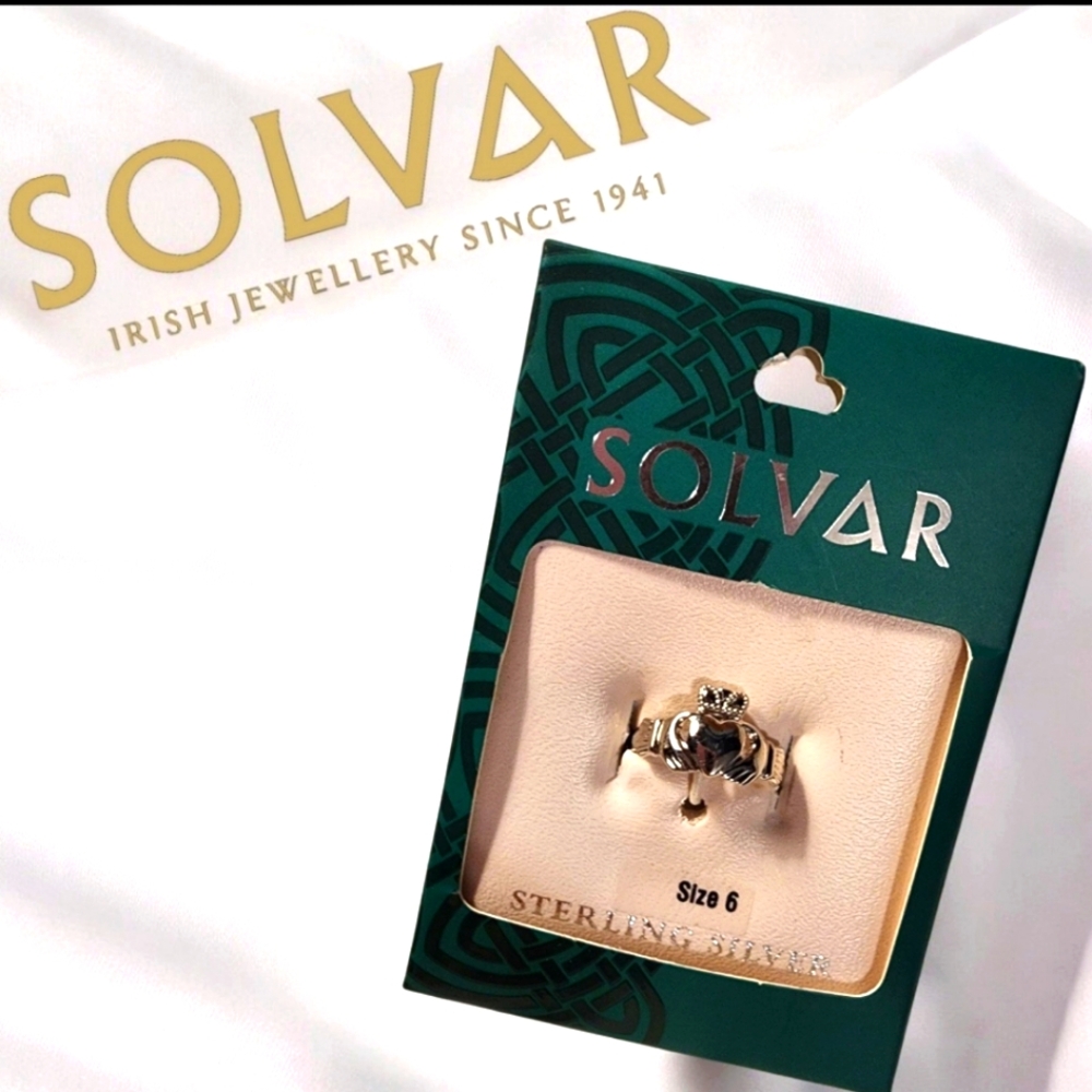New! Solvar Sterling Silver Ladies Claddagh Ring Size 6